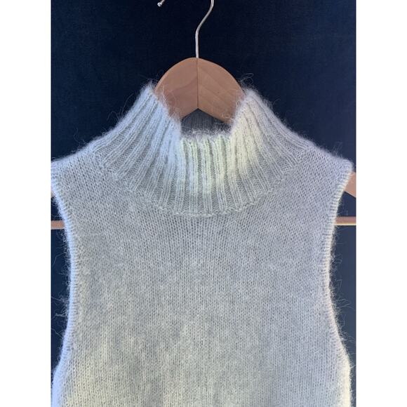 Zara Sleeveless Turtleneck Sweater Vest, Gray Alpaca Wool Acrylic, Women’s XL - Picture 3 of 8